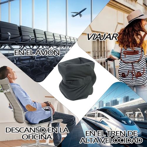 VXMBNB Almohada de Viaje,Protección del Cuello,Almohada de Viaje para el Cuello,Ajustable,compacta,Adecuado para hogar,Oficina, Viajes de Larga distanciaetc. (Ceniza)
