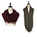 Lucky Leaf Women Warm Knit Winter Infinity Scarf Pack of 2 (Tassels Burgundy+Khaki)