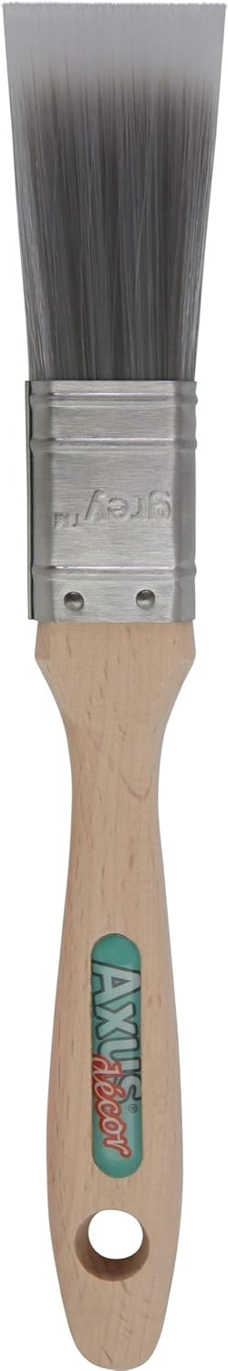 Axus Decor S-Finish Paint Brush (Grey Color), 1"/25mm, for All Paints Synthetic Filaments, Birchwood Handles - Image 3
