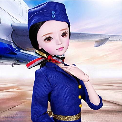 weijij BJD Doll SD Doll 60cm/24inch Stewardess Uniform Doll with Clothes Outfit Shoes Wig Hair for Girl Gift Christmas and Dolls Collection Gifts Simulation Doll