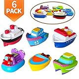 SIBOTER Boat Bath Toys for Boys and Girls Toddlers Kids Baby Bathtub Water Playing Floating Rubber Ship Toy for 1 Year Old, 2 Years, 3 Years