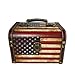 DreamsEden Vintage Wooden Storage Box with Handle - American Flag Pattern Design Treasure Chest for Home Decoration