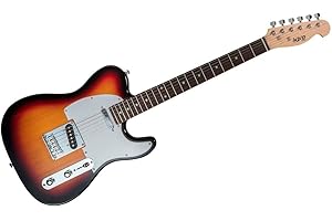 Monoprice Series 6 String Indio Retro Classic Electric Guitar with Gig Bag, Sunburst, Right, (610263) |25.5 Inches|