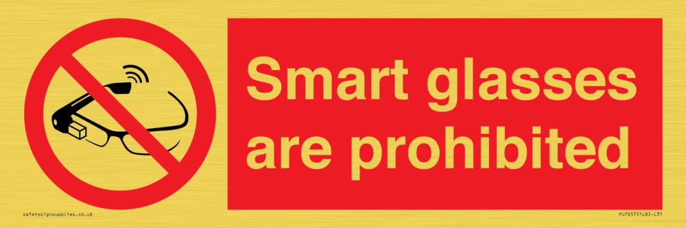 Viking Signs Smart glasses are prohibited Sign - 300x100mm - L31, Red/White