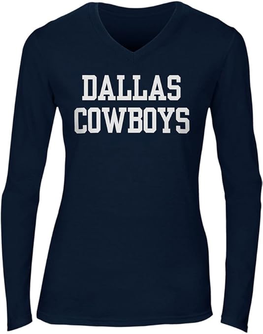 Amazon.com : Dallas Cowboys Women's Navy Coaches Too Long Sleeve V-Neck T-shirt (Large) : Clothing