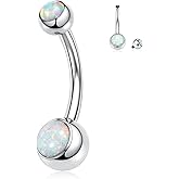 FUNLMO 14G Belly Button Ring Titanium Belly Button Piercing Belly Ring Floating Navel Piercing Jewelry Navel Ring Internally Threaded Belly Piercing Jewelry 10mm