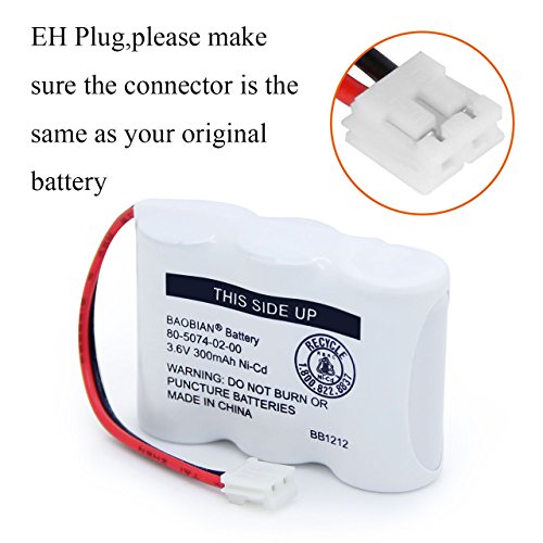 BAOBIAN UL122 80-5074-02-00 80-5074-00-00 Ni-CD 3.6V Cordless Phone Battery Compatible with for AT&T Lucent 2422 E1802 E1803 VTech 80-5074-00-00 GE TL96155 Sanik 3SN-2/3AA30-S-J1 (Pack of 2)