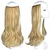 FESHFEN 20 inch Secret Halo Hair Extensions Flip in Curly Wavy Hidden Hair Extension Synthetic Hair Pieces for Women No Clips Full Head Invisible Wire Secret String Transparent Wire Extensions