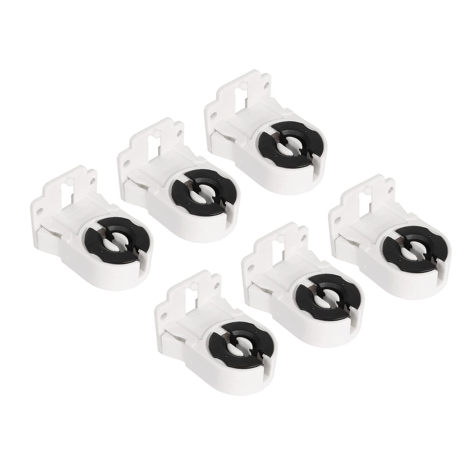PATIKIL T8 Fluorescent Light Holder, 6 Pack Non-Shunted Lamp Socket G13 Base for LED Fluorescent Tube Replacement, White Black