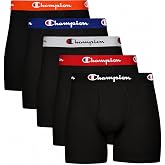 Champion Men's Everyday Cotton Stretch 5 Pack Boxer Briefs, Total Support Pouch, Moisture-Wicking, No Ride-up Fit