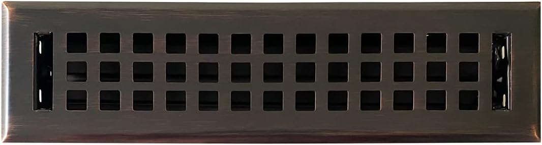 Registers, Grilles & Vents - Empire Register Co, Vent Cover - 2x12 inch, Square Design, Oil Rubbed Bronze Finish, Heavy Duty Floor Vent Covers, Metal Damper Attached. Vent Covers for Home Floor only.