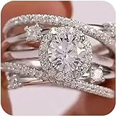 HUUGVBCO 925 Sterling Silver Fashion Multi-Loop Entwined Zircon Ring Cocktail Cross Cubic Zirconia Ring Cz Diamond Multi Rings Eternity Engagement Wedding Party Ring for Women 7#