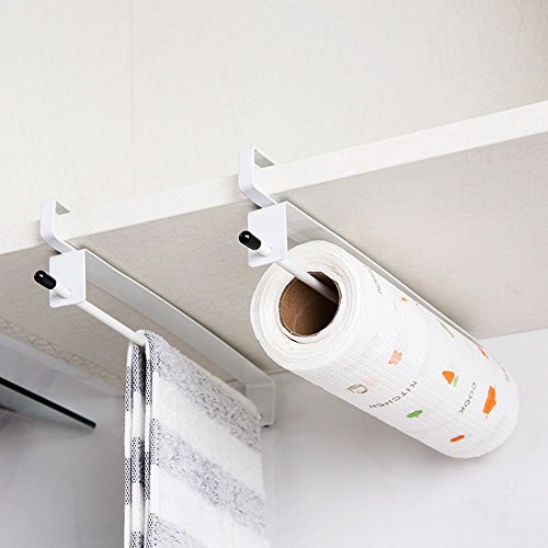 KINGZHUO 2 Pcs Towel Plastic Wrapping Paper Holder Cupboard Door Tissue Wiping Paper Organizer Wash Cloth Storage Hanger Shelf