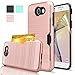 AnoKe Galaxy J7 V Case, Galaxy J7 Sky Pro / J7 Perx /J7 Prime/ J7 Halo Case with HD Screen Protector, [Card Slots Holder] Kickstand Plastic TPU Hybrid Wallet Case for Samsung J7 2017 KC2 Rose Gold