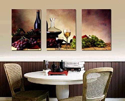 Spirit Up Art Grapes &amp; Wine Home Decoration Canvas Print Modern Wall Painting Art set of 3 Each 40*60cm #06-JDX-14 (framed)