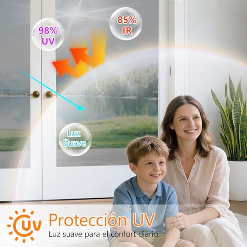 Weeoley Vinyl for Mirror-Effect Glass Adhesive Vinyl Unidirectional Reflective Glass 44.5 × 200 cm, Anti UV Anti Heat Privacy Protector Protects the Sun for Home Shop Office | Adhesivo Cristal Unidireccional Reflectante Anti UV Protector de Privacidad Protege del Sol para Hogar Tienda Oficina