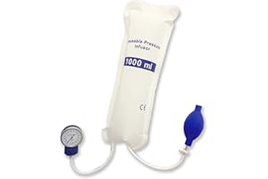 MEDISS Pressure Infusion Bag - IV Fluids Cuff with Gauge & Pump for Emergency Transfusion, 1000ML, Reliable and Reusable
