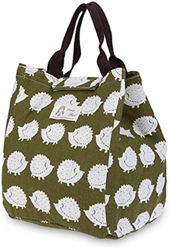 Multi-functional Lunch Box Heat Preservation Cold Insulation Water Resistant Canvas Lunch Bag Food Storage Bag (Hedgehog Print)