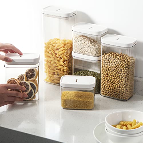 GGEROU Airtight Food Storage Containers Set with Lock Lids,Set of 6,Pantry Organization Plastic Storage Jar Storage Tank for Cereal,Coffee, Sugar - Moisture Proof,BPA Free & Stackable Design (S:500ML)