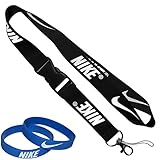 Nike Black Cell Phone Keychain Lanyard Keys ID MP3 Holder Neck Straps with Nike Baller Wristband