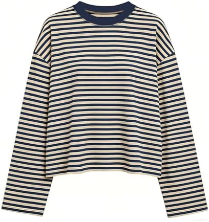 Amazon.com: Y2k Womens Striped Tee Shirt Long Sleeve Crop Top Drop