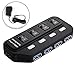 WOVTE 4 Ports USB 3.0 Hub with Individual Power Switches and LEDs included 5V/2A Power Adapter for PC Computer Laptop Black
