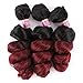 Loose Wave 3 Bundles Synthetic Hair Weave Curly Extensions Two Tone Ombre Color Black To Burgundy 16 18 20 Inches T1/99j