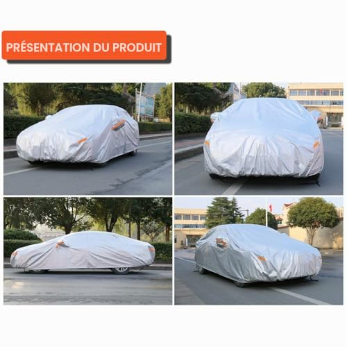 Kayme Waterproof Breathable Car Cover 6 Layers Outdoor Rain Sun Dust Cover with Zip and Cotton Lining for Sedan/Estate 470 to 490 cm, 3XL