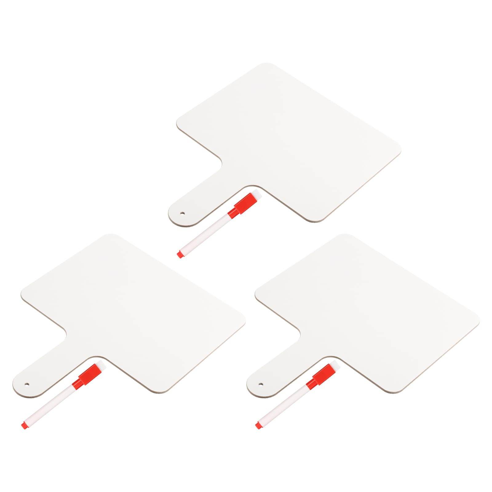 PATIKIL Dry Erase Answer Paddle, 3 Pcs 10" x 8" Double Sided Handheld Whiteboard Wooden Auction Paddles for Writing Practice at Home Office Study, White