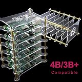 Yahboom Raspberry Pi Cluster Case 6-Layers Acrylic Dog Bone Plate Stack Clear Case Box Enclosure Case for Raspberry Pi 4B / 3B+ / 3B / 2B / B+ (Without Raspberry Pi)
