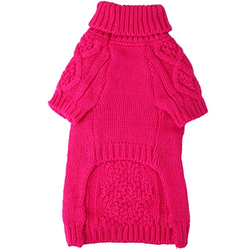 PUPTECK Classic Cable Knit Dog Sweater Pet Turtleneck Coat Puppy