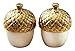 Kate Aspen Dipped Ceramic Acorn Salt and Pepper Shakers, White/Gold