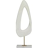 Deco 79 Polystone Abstract Decorative Sculpture Cut-Out Home Decor Statue with Marble Stand, Accent Figurine 7" x 3" x 20", W