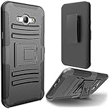 Galaxy A8 Case, Galaxy A8 Holster Case, SGM (TM) Hybrid Heavy Duty Rugged Dual Layer Armor Defender Case with Kickstand + Belt Clip Holster For Samsung Galaxy A8 (Black + Black)