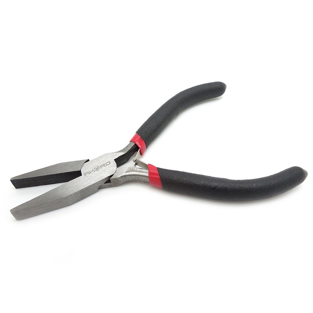 AKORD Flat Nose Jewellery Making Bead Craft Plier Electrics Repair Tool, Metal, Black, 5-Inch, 125 mm — image 1