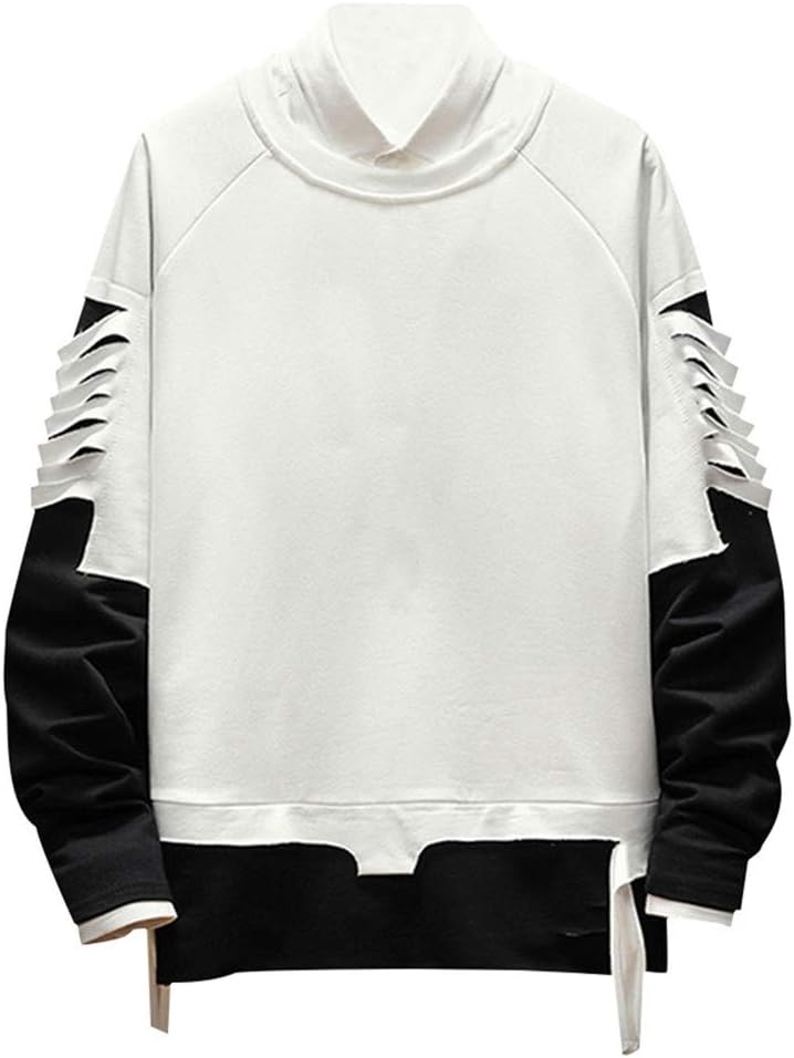 Zilosconcy Hoodies Fake Two-Piece Man Tracksuits Men's Simple Loose Stitching Casual Comfortable Patchwork Hooded Sweater Top Jacket Jumper Sweatshirt