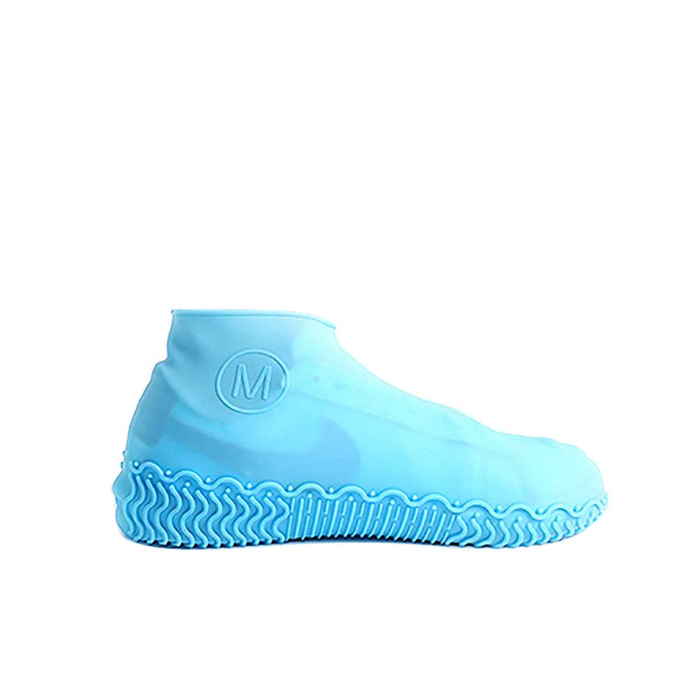 IUUReusable Waterproof Shoe Cover Silicone Shoe Cover Portable Reusable Non Slip Overshoes For Men Women Kids (L, Blue)