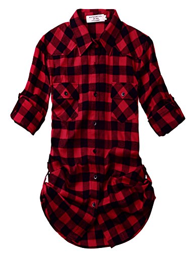 Match Women s Long Sleeve Plaid Flannel Shirt #2021(Medium, Checks#1)