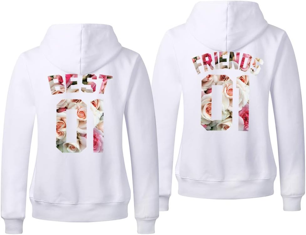 Best Friend Hoodies for 2 Matching Hoodies for Best Friends White BFF Hoodi Pullover Sweaters