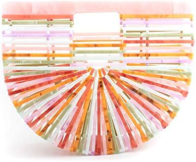 Womens Acrylic Top-Handle Bag Handmade Handbag Clutch Purse Bigger Size