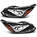 Fits for 2012-2014 ford Focus Headlights Replacement Black Housing Amber Reflector Clear Lens (Driver and Passenger Side)