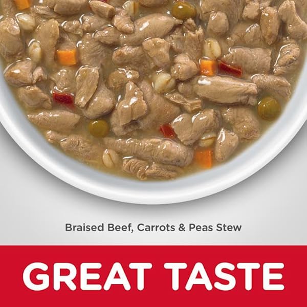 HILL’S SCIENCE DIET HEALTHY CUISINE, SENIOR ADULT 7+, SENIOR PREMIUM NUTRITION, WET DOG FOOD, BRAISED BEEF, CARROTS & PEAS STEW, 12.5 OZ CAN, CASE OF 12