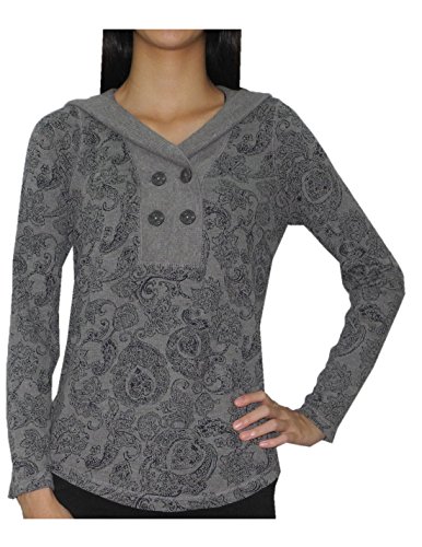 Tommy Hilfiger Womens Pullover Ribbed Hooded Sweater XS Grey