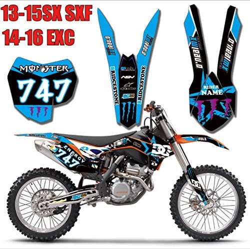 Flyastar 3M Customized Motorcycle bike Team Graphics Stickers Background Decals For KTM 125 200 250 300 450 500 EXC XCW XCF XCFW EXCF 2014 2015 2016 (TZ-KTM-SX35-07)