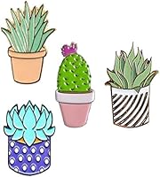 Ownsig 4pcs Women Children Cactus Lotus Flower Grass Aloe Vera Potted Badge Corsage Collar Clothes Bags Brooch Label Pins