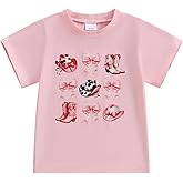 Toddler Baby Girls Western Cowgirl T-Shirt Kids Short Sleeve Funny Rodeo Graphic Summer Tee Tops