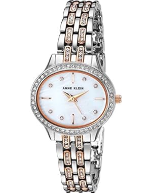 Women's AK/2677MPRG Swarovski Crystal Accented Rose Gold-Tone and Silver-Tone Bracelet Watch