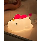 joyful xinghai Unicorn Night Light for Kids, Soft Silicone Tap Control Lamp with 30-Min Auto-Off Timer, Rechargeable Portable LED Bedroom Bedside Light for Baby Nursery Toddler