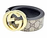 HE-products G-Style unisex Business Casual Belt [3.8CM] (Brown with gold buckle, 115CM[Waist 33-35])