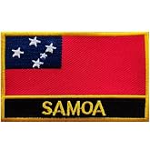 Uijokdef 1 PCS Samoa Flag Patches Iron On or Sew On Embroidered Tactical Military National Samoa Patch